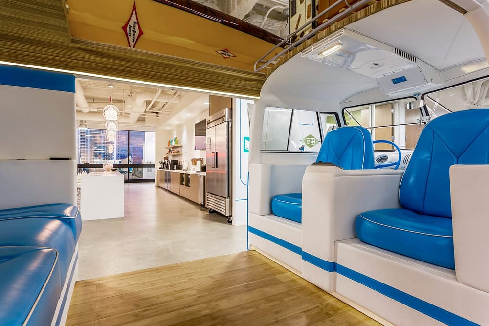 A view through the VW Bus at the Alteryx Headquarters