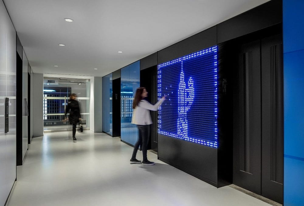 An IA-designed elevator lobby in New York City.