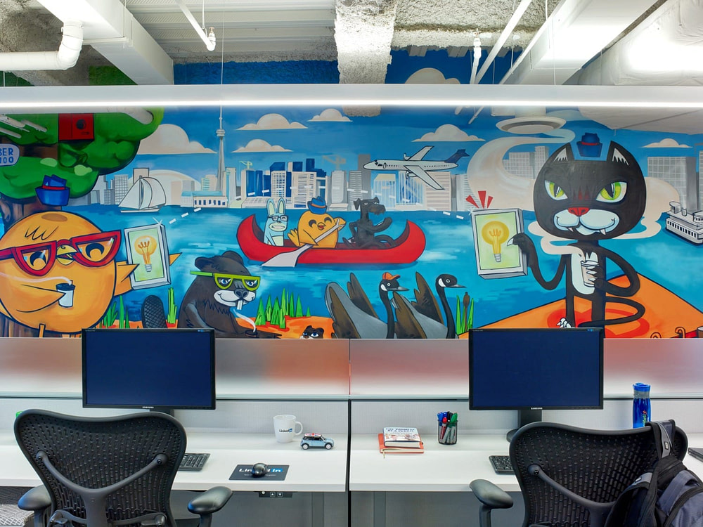 LinkedIn Wall Mural with Cat