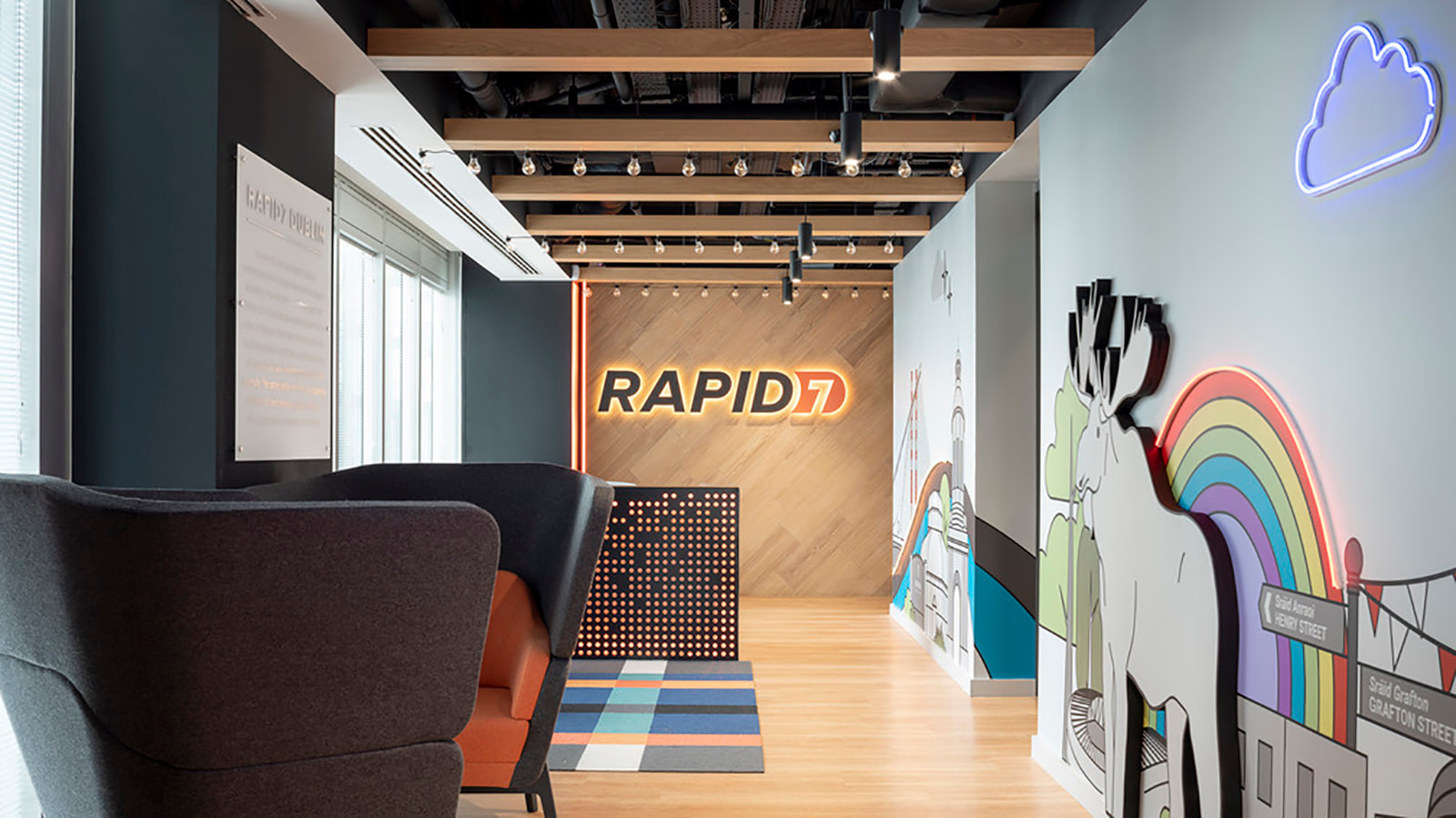 The reception area at Rapid7's Dublin office