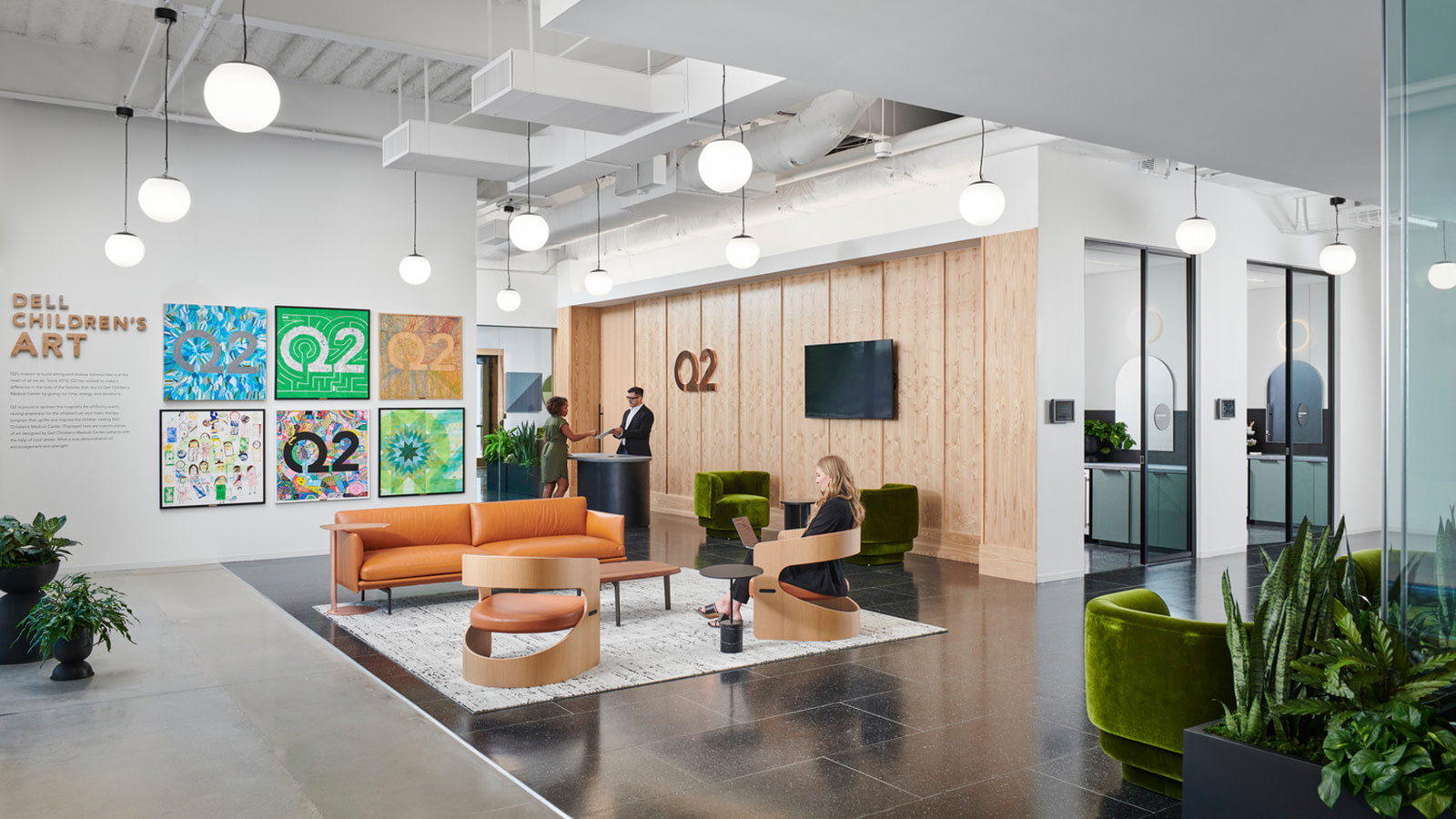 The reception area at Q2's Austin headquarters