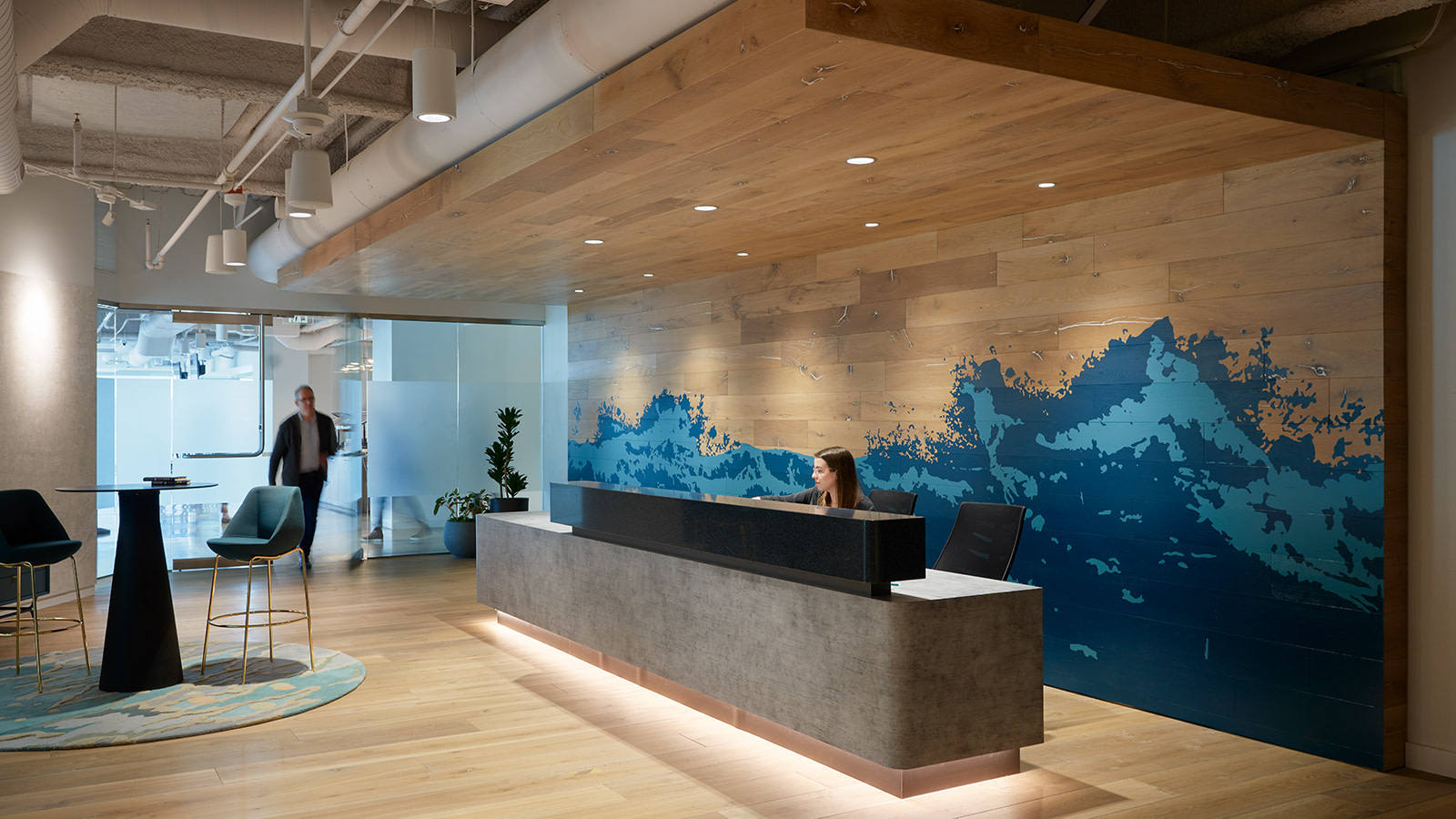 The reception desk at Uber's Seattle Offices