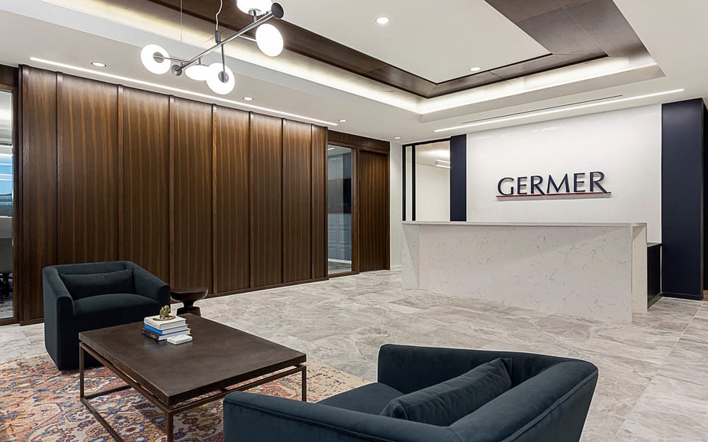 The office reception area at Germer Beaman and Brown, PLLC