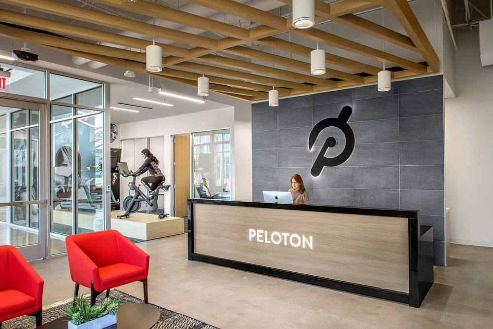 A warm wood lattice at by the Customer Care Center at the Peloton Customer Care Center.