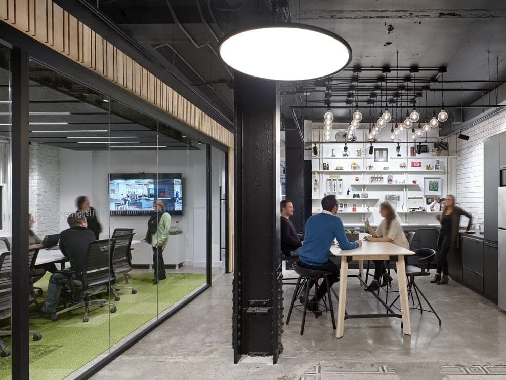 Meeting spaces at IA's Toronto office.