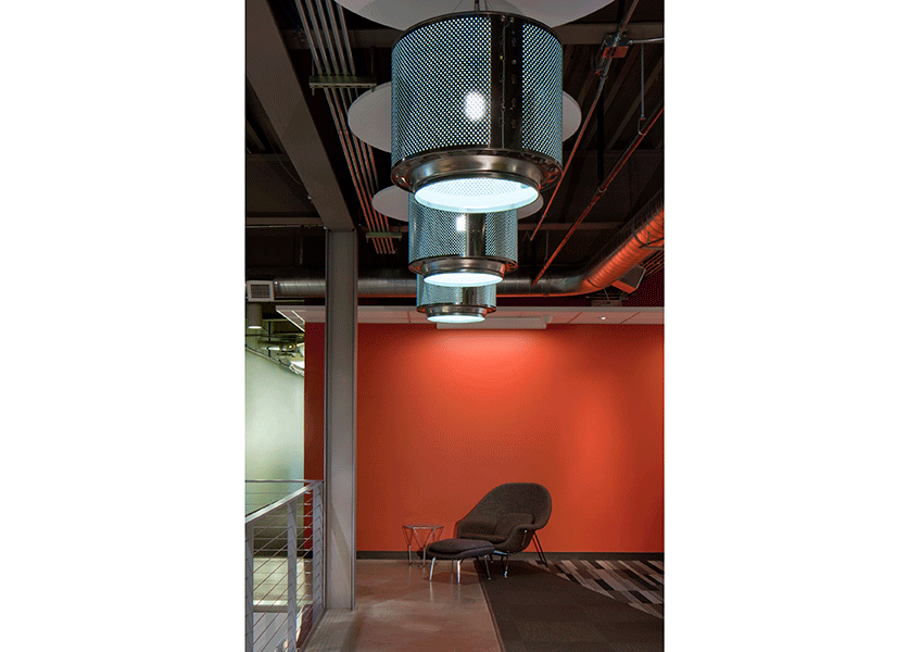 At Whirlpool’s North American headquarters, IA designed custom lighting fixtures. Photo by Paul Morgan. 