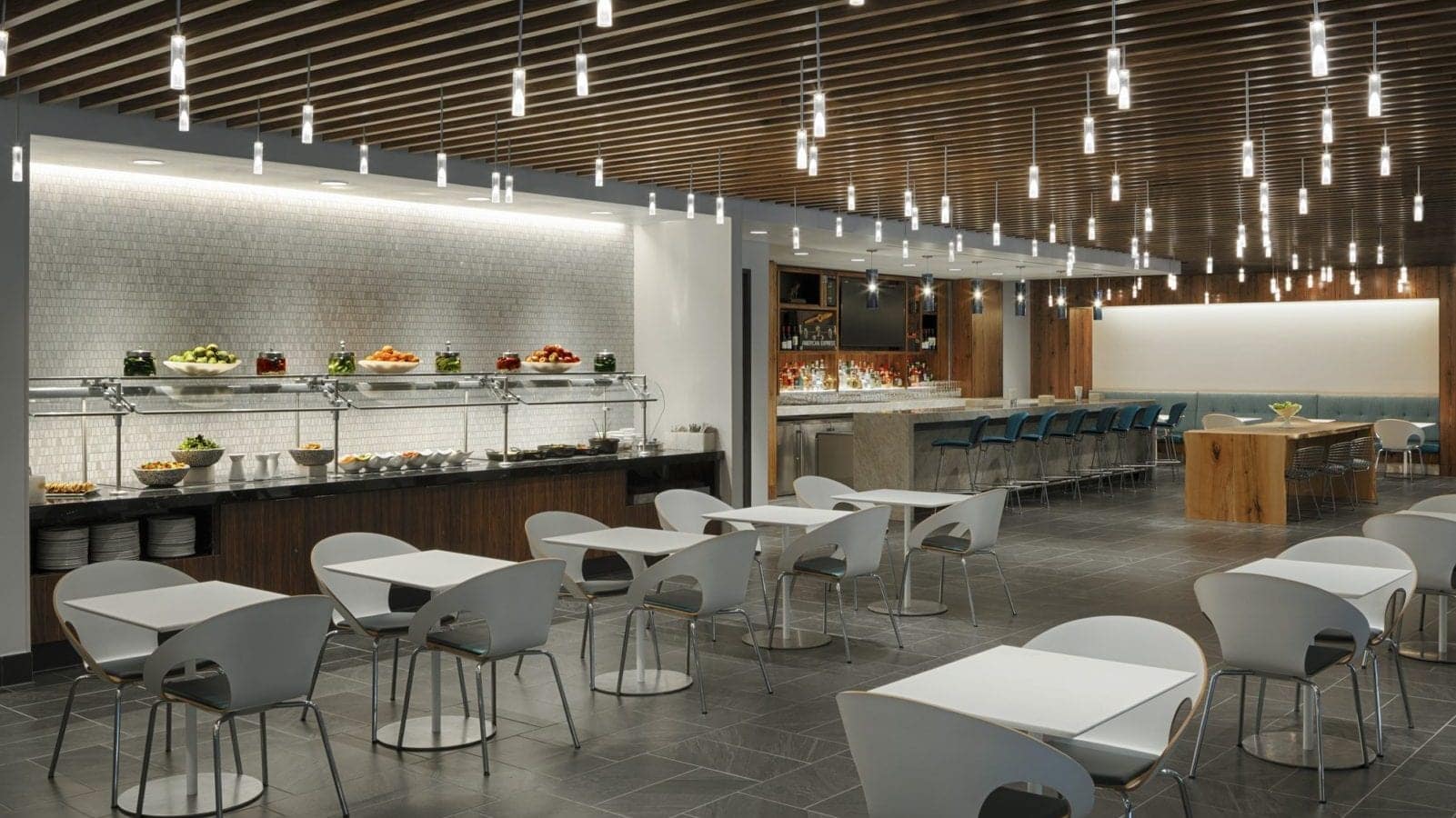 The American Express Centurion Lounge benefits from an abundance of natural light.