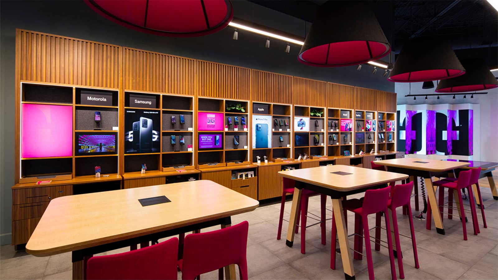 The retail floor of T-Mobile's Plano location.