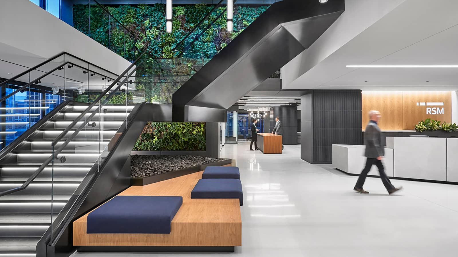 Biophilic wall at RSM central stair