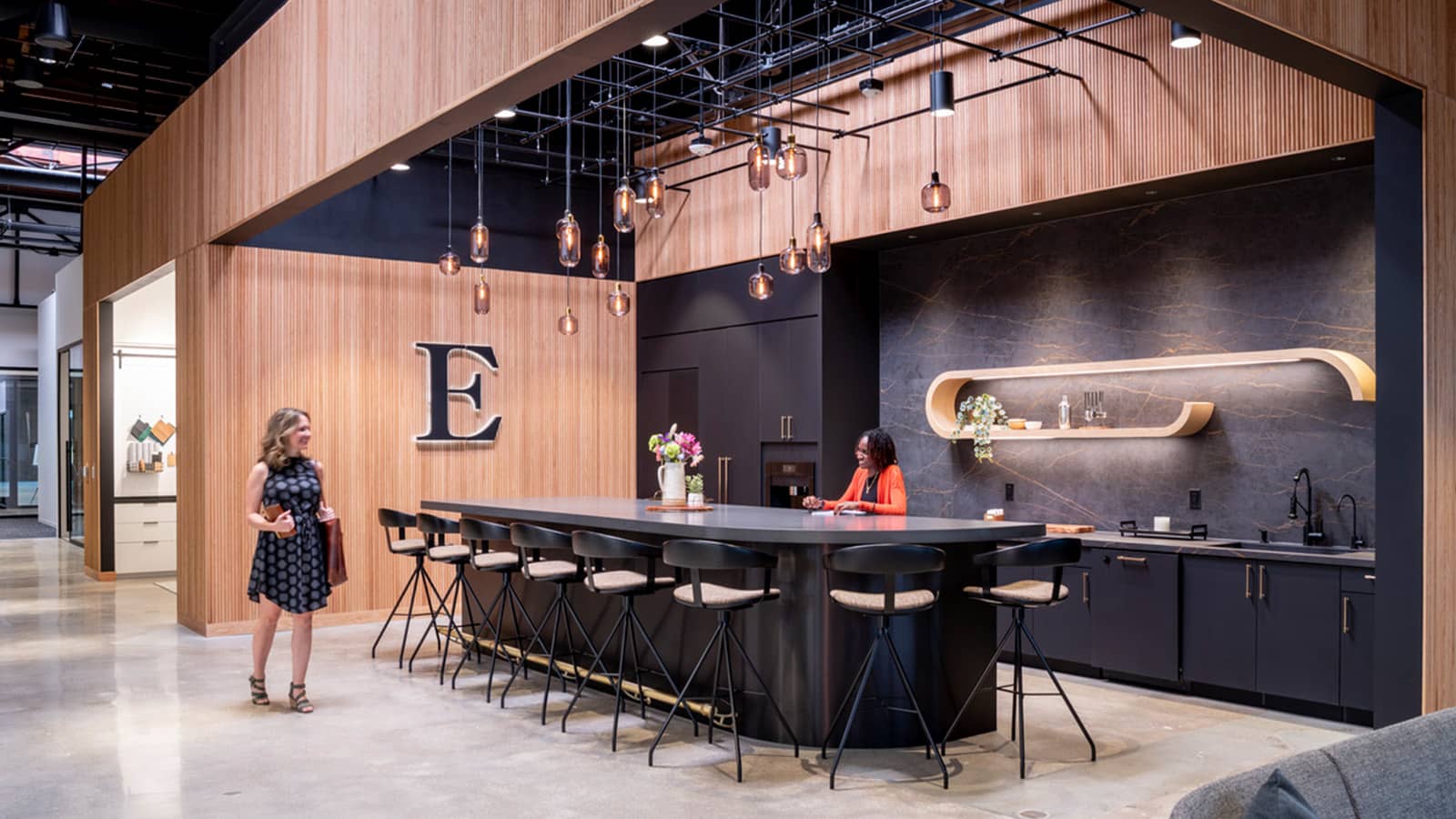 Café and bar area at Interior Elements' Charlotte showroom