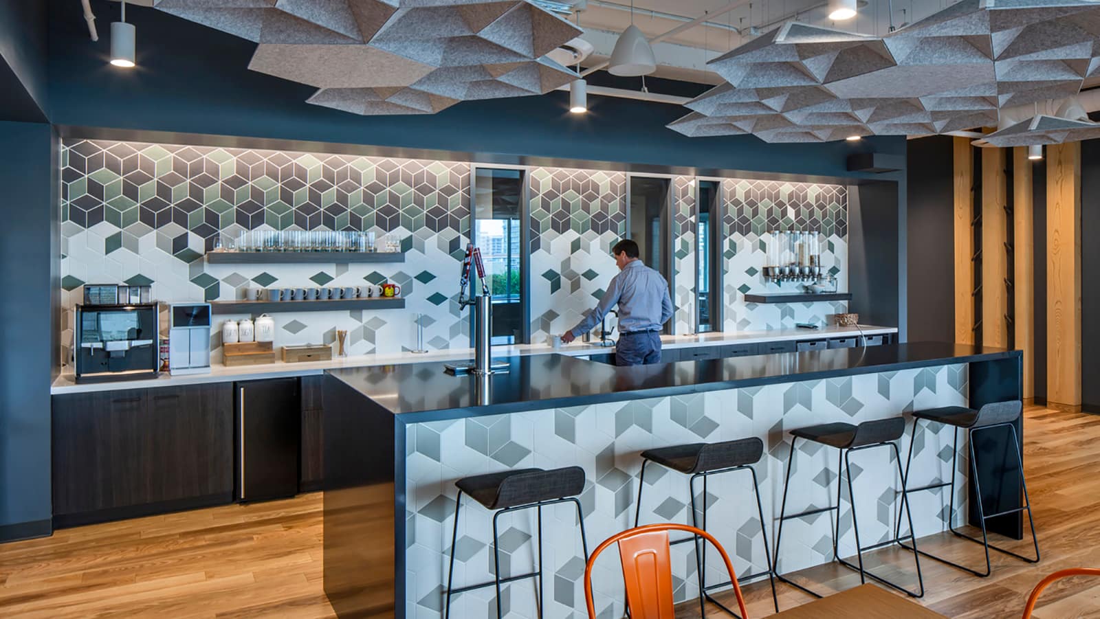 The café and bar space at Rapid7's