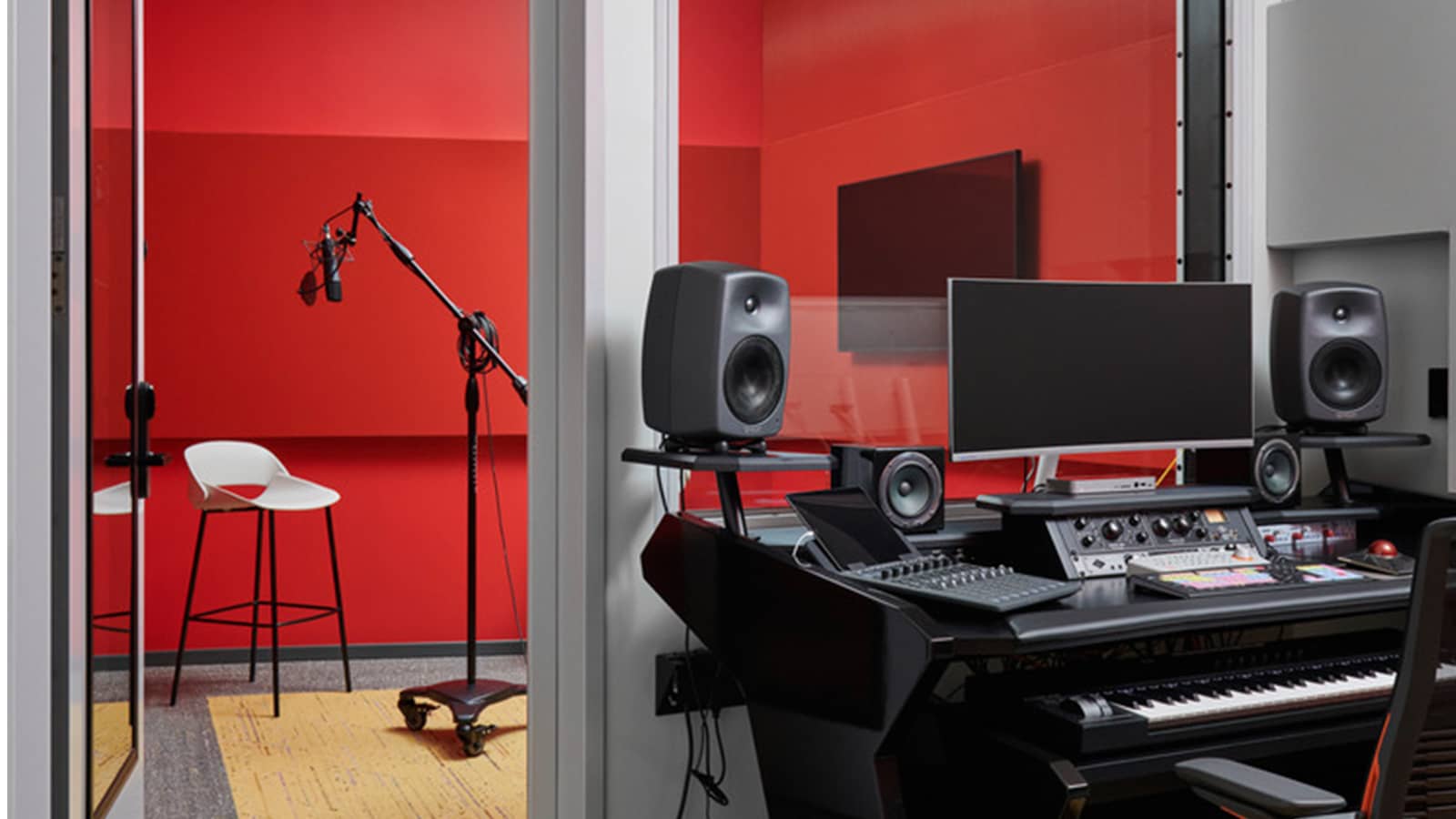 The music studio at the IA-designed Makers Gym