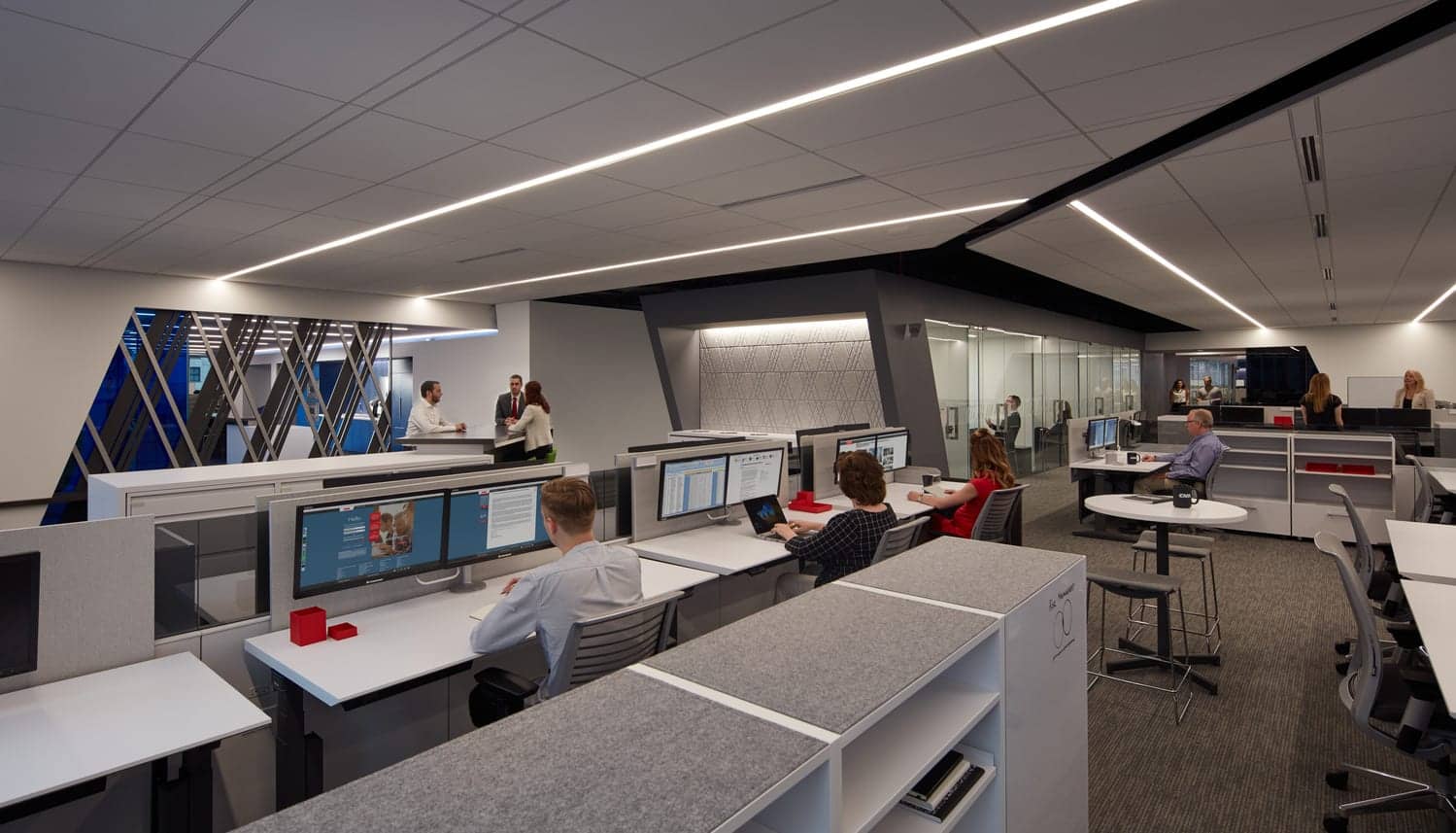 The CNA logo impacts the design of the major work areas