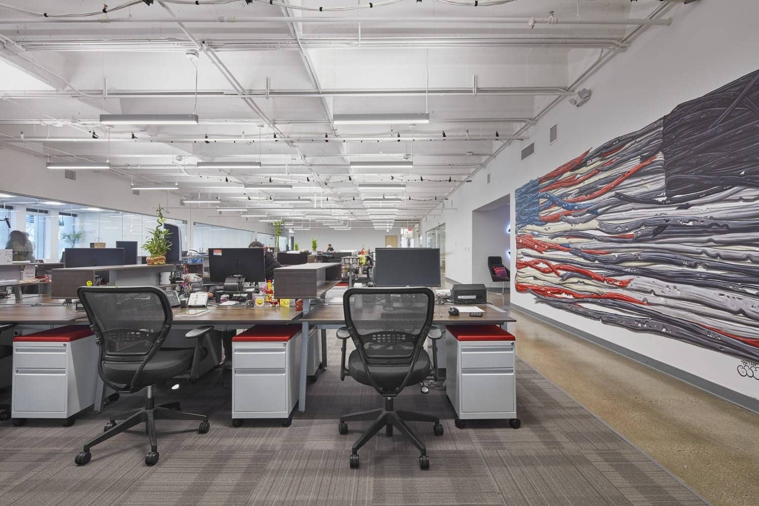 Street art brings a dynamic energy to this work area.