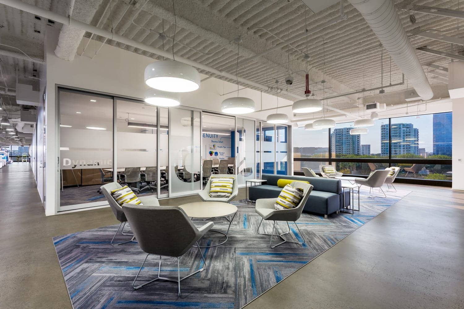 Natural light as seen through an open meeting space at Alteryx
