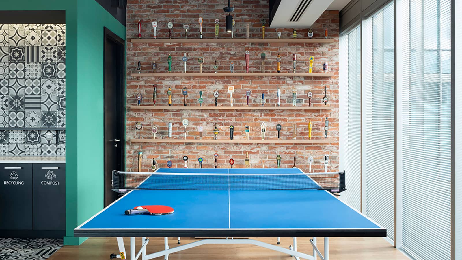 Gaming area and social space at Rapid7's Dublin office.