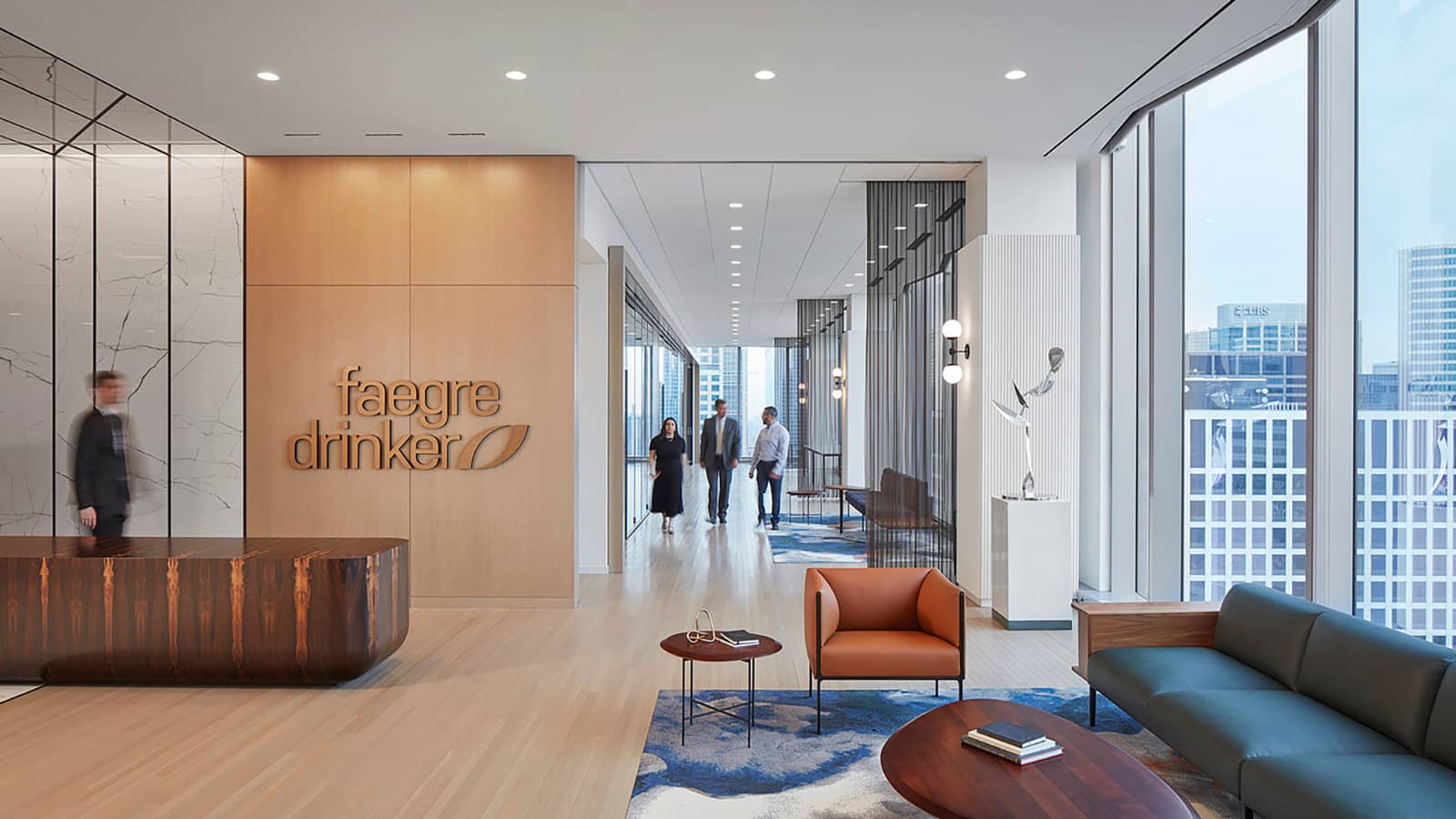 Reception area at Faegre Drinker's Chicago offices