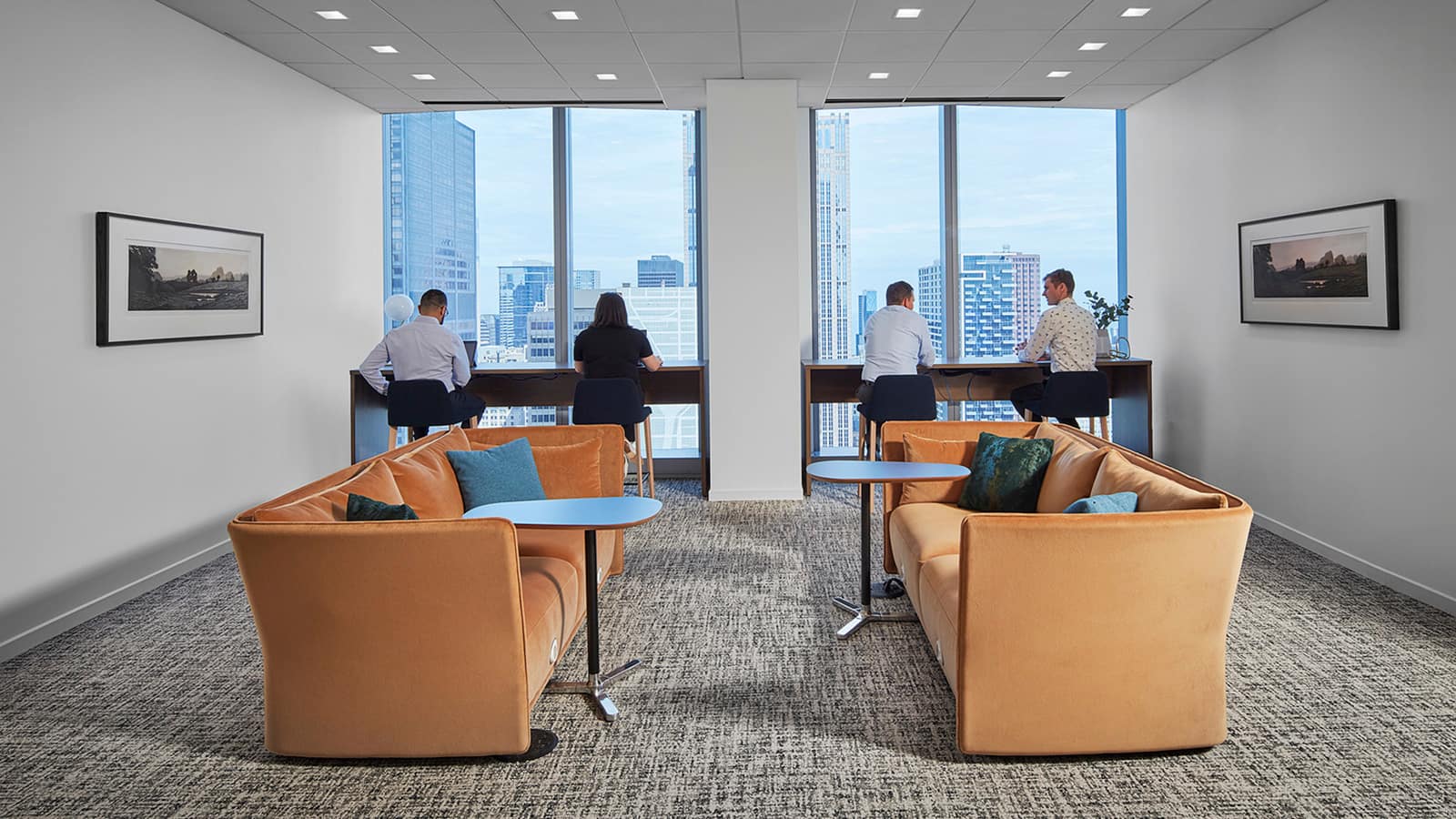 Lounge and work area at Faegre Drinker's Chicago legal office