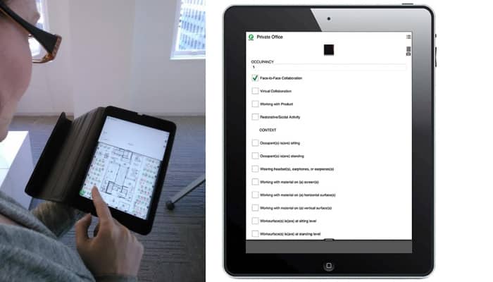 Screenshots from the IA Survey app